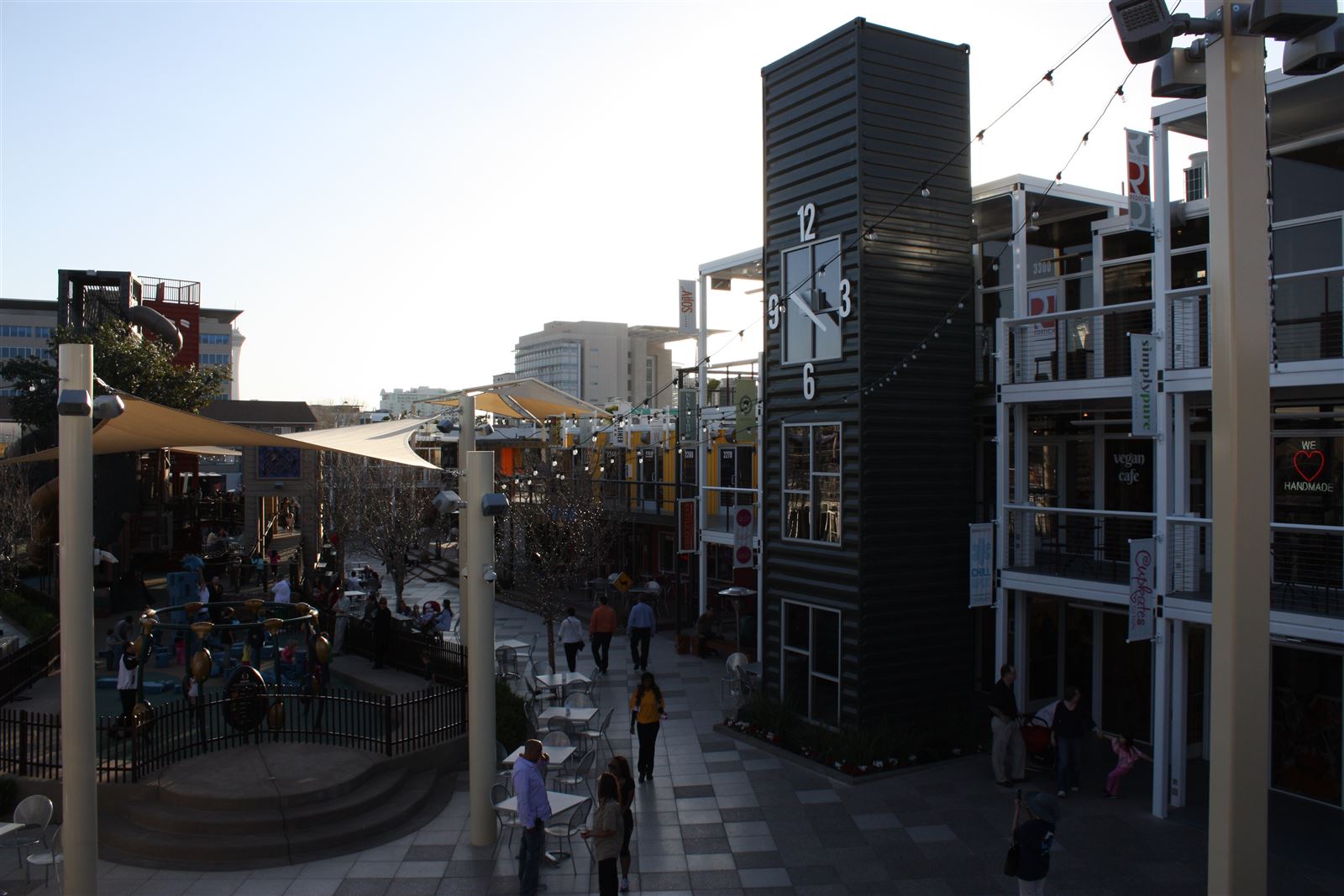 Top view looking down on Container Park